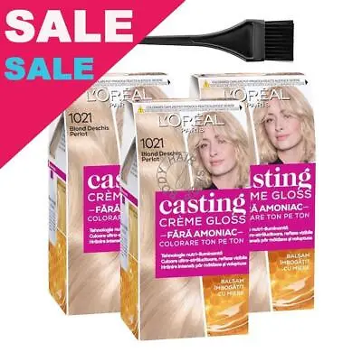 L'Oreal Casting Creme Light Pearl Blond 1021 Hair Color Ammonia Free Pack Of 3 • £51.98