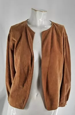 3192 Maxfield Parrish Womens Vintage Suede Leather Tan Open Jacket S • $57.39