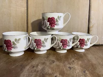 £16 • Buy Vintage Bone China Tea Cups, Set Of 5, Rose Design.