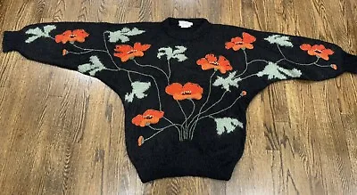 Vintage Mohair Flower Hand Knit Sweater Studio By Michelle Stuart Size Large • $90