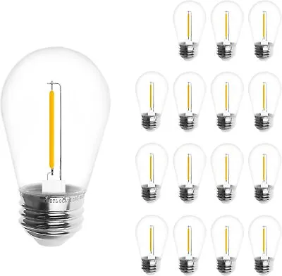 15pc LED 1W DC 3V S14 Bulbs For Solar Power Festoon String Lights Wam White E26 • $24.99