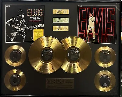 Elvis Presley Framed 24kt 6 Gold Records LE /55 1977 Concert Tickets Goldin COA • $1299.99