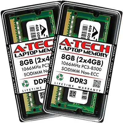 A-Tech 8GB 2 X 4GB PC3-8500 Laptop SODIMM DDR3 1066 MHz 204-Pin Memory RAM 8G 4G • $19.98