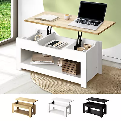 Oikiture Coffee Table Lift Up Top Modern Table Hidden Book Storage Shelf Display • $93.90