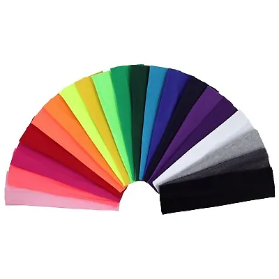 $1.60 • Buy Cotton Headbands Soft Stretch Headband Sweat Absorbent Elastic Head Band Black