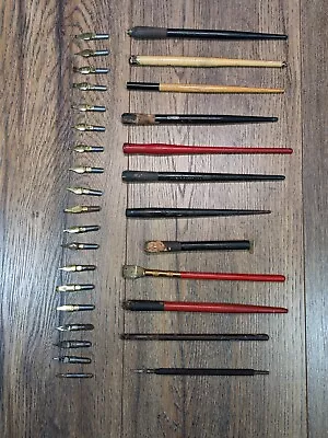 Vintage ~ Calligraphy Pen Set ~ Faber Koh-I-Noor Speedball Pen Points & More • $40