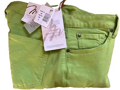 Miracle Body Denim Jeans Dream Straight Leg Lime Green Size 12 FAST SHIP! • $29.99