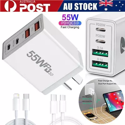 55W 4 Port USB-C PD Fast Charging Wall USB C Charger Power Adapter Type-C Brick • $7.59