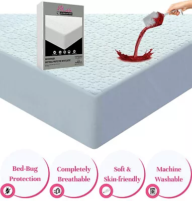 Non Noise Waterproof Mattress Protector Extra Deep Fitted Bed Wet Sheet Cover UK • £7.64