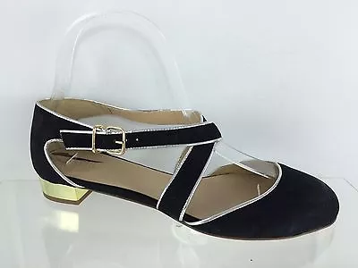 J. Crew Womens Janey Crisscross Black Suede Flats 7 • $89.95