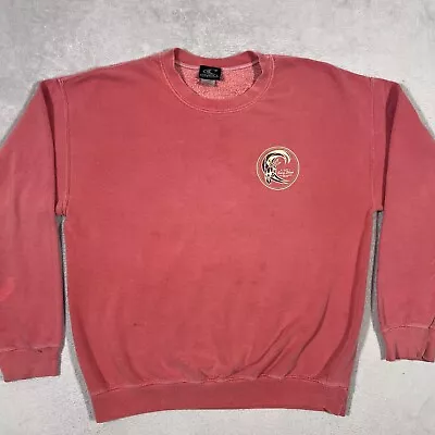 Oneill Sweater Mens Medium Red Pink Crewneck Sweatshirt Faded Beach Surf Fleece • $18.95