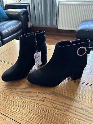 Yours Black Suede Ankle Boots Size 5eee Bnwt • £39.99