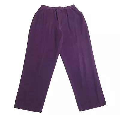 Cabin Creek Pants Womens 16 Purple Corduroy Pull On Straight High Rise Pockets • $16.19