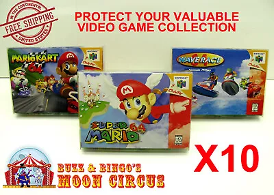 10x NINTENDO 64 N64 CIB GAME BOX - CLEAR PROTECTIVE BOX PROTECTOR SLEEVE CASE • $14.98