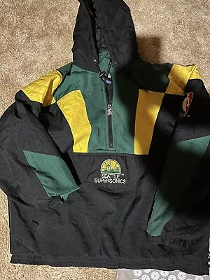 Seattle Supersonics Starter Jacket Xl Black Vintage • $47