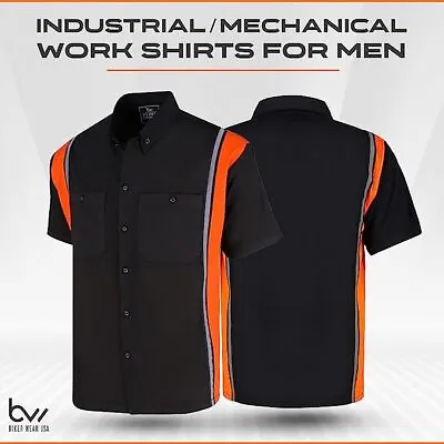 Men's Mechanical/industrial Work Shirt-button-down & Reflective Safety Lining • $24.99