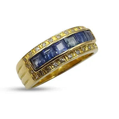 $1266.65 • Buy 22ct Gold Ladies Ring Natural Sapphire 1.14ct Diamond Ring Channel Set Cluster