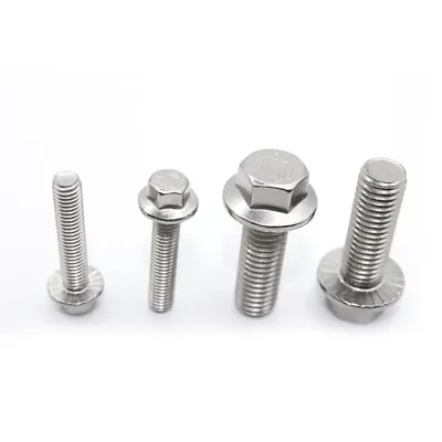 M8 Flanged Fully Thread Hexagon Head Bolts Flange Hex Screws A2 Stainless Steel • £4.97