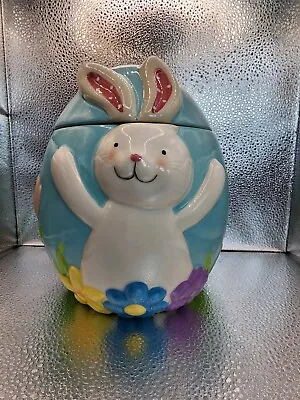 Blossoms & Blooms Easter Bunny Cookie Jar Approx 8  Tall Spring Pastels • $15