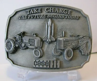 Case IH VAC D LA Tractor NASA Rocket Pewter Belt Buckle 1988 Part Trade Fair CIH • $17.50