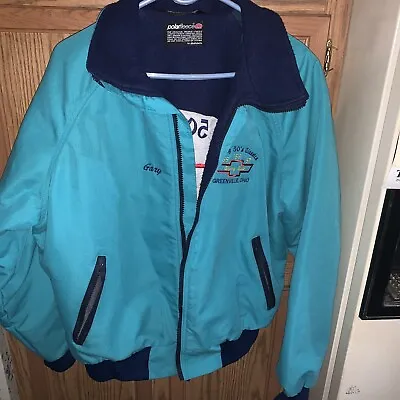 Vintage Sportsmaster Polarfleece Teal Jacket Xl Embroidered 50's Chevy Car Club • $89.99