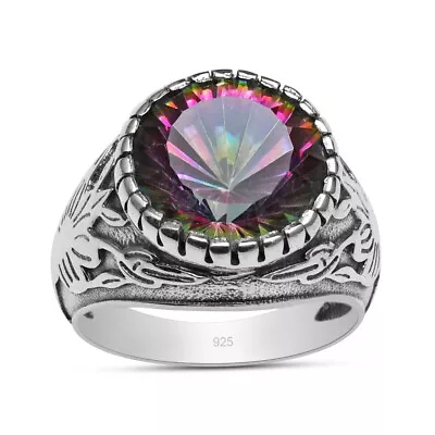 Mystic Topaz 925 Sterling Silver Classy Designer Shank Statement Ring For Women • $17.99