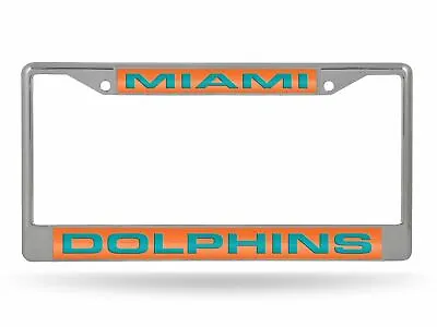 NFL Miami Dolphins Teal In Orange Laser Cut Chrome License Plate Frame By Rico • $24.99