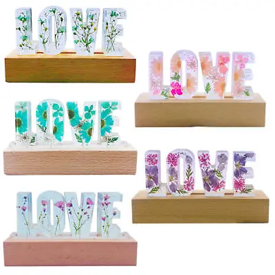 Personalized Dried Flower Table Lamp Light Up LOVE Letters LED Night Light • $23.43