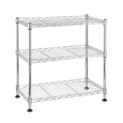 3 Tier Kitchen Chrome Wire Shelving Unit - H450 X W450 X D250mm • £29.20