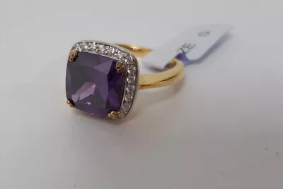$17.55 • Buy Beautiful Sterling Silver 925 Statement Ring With Purple Cubic Zirconia Stone