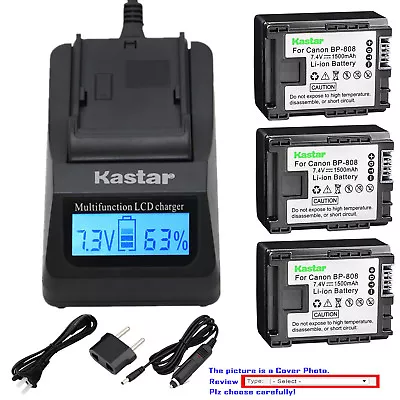 Kastar Battery LCD Fast Charger For Canon BP-808 & & Canon HF G10 HF G20 Camera • $28.99