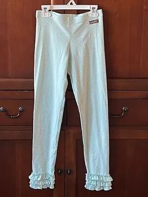 Matilda Jane Girls Light Mint Green Ruffle Pants With White Polka Dots Sz 12 • $16