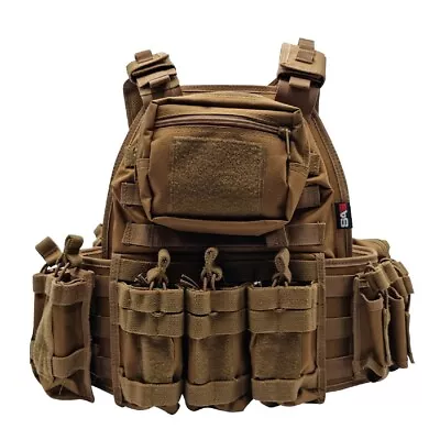 Swiss Arms Heavy Plate Carrier Fully Loaded Airsoft Vest With Pouches Tan  • £79.43