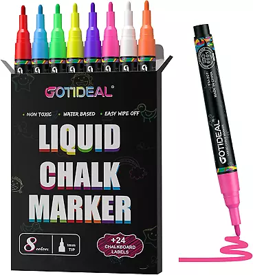 Chalk Markers Extra Fine Tip Washable Chalkboard Markers Car Window MarkersFo • $17.49