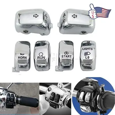 $14.65 • Buy 6pcs Chrome Hand Control Switch Cap Button Kit For Harley Softail Sportster Dyna