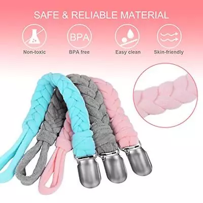 4 Pack Universal Braided Flexible Pacifier Pacifier Clip Pacifier Holder • $10.39