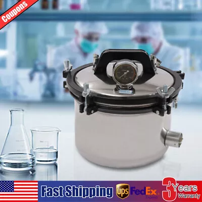 8 L Lab Dental Steam Autoclave Sterilizer Stainless Steel High Pressure Portable • $128.25