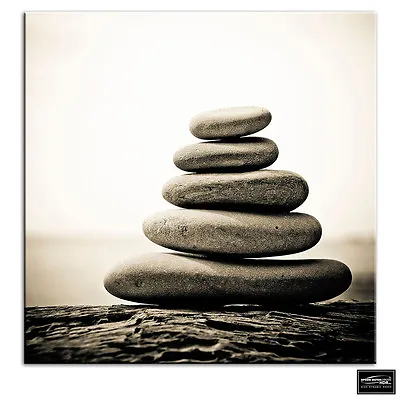 Pebbles Tranquil  Bathroom BOX FRAMED CANVAS ART Picture HDR 280gsm • £34.99