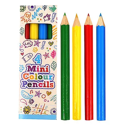 1 - 960 Packs 4 Mini Colouring PENCILS Kids Party Bags Fillers Toys Lucky Dip UK • £2.25