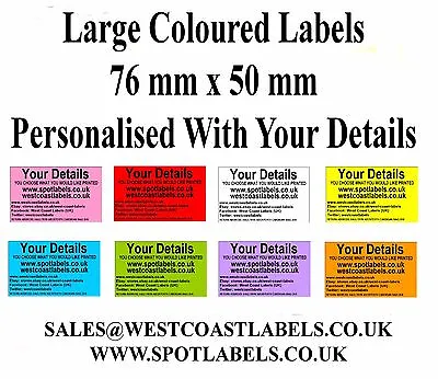 COLOURED Large Personalised  Address Craft Food Return Business Labels Stickers • £18