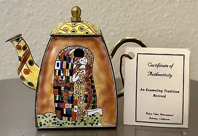 Kelvin Chen Miniature Enameled Teapot The Kiss Certificate Of Authenticity #1325 • $42.95