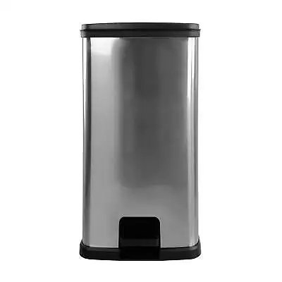 13.2 Gallon Trash Can. Plastic Rectangular Step Kitchen Trash Can Silver • $26.96