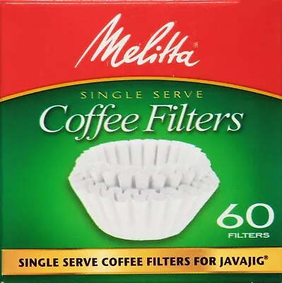 Melitta Java Jig Replacement Single-Serve Paper Coffee Filters White 60 Count • $9.41