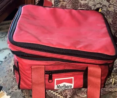 Vintage 90's Marlboro Insulated Red Lunch Box Cooler Bag Travel Two Compartment • $10