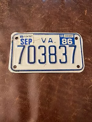 1986 Virginia Motorcycle 🏍 License Plate. VA Tag # 793837 • $12.95