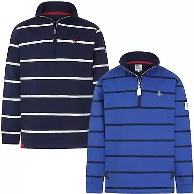 Lazy Jacks Mens LJ51 Super Soft Quarter Zip Thin Stripe Sweatshirt Small To 3XL • £54.99