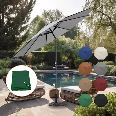 2.7M Round Garden Parasol Umbrella Patio Outdoor Sun Shade Crank Tilt Cover Base • £11.95