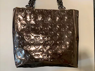 Marc By Marc Jacobs Mirror Tote Bag Silver Black Hearts MJ Cuban Links • $36