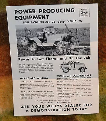 VTG 1950s Willys Jeep Arc Welders Air Compressors Power Producing Equipment  • $29.95