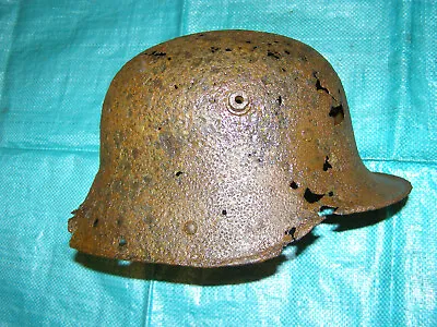 WW I WW1 Original German M16 Combat Helmet Pierced By Bullets From Battlefield • $204